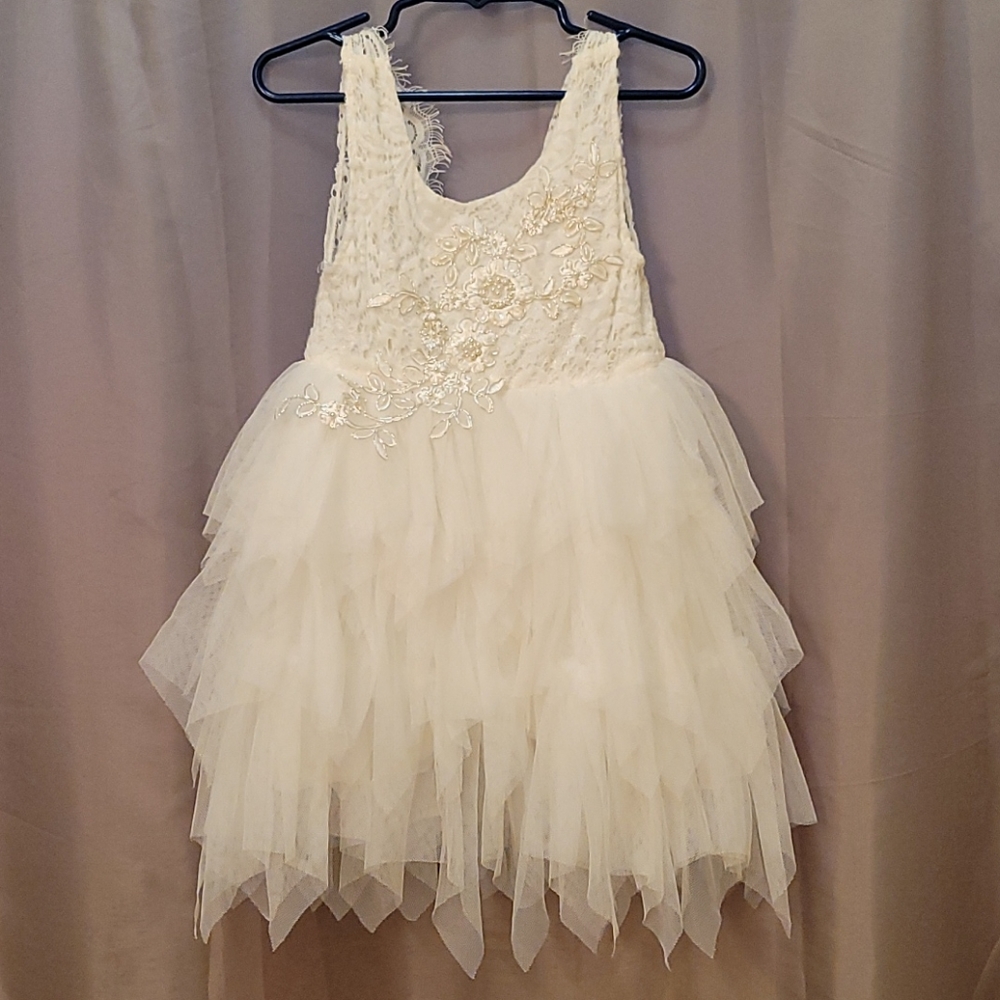 4T embellished white dress Used